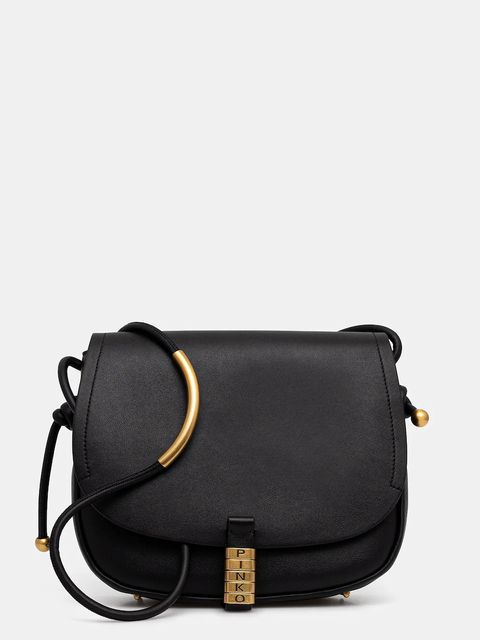 Pinko torebka skórzana kolor czarny 103830 A1ZX - zdjęcie produktu nr 1