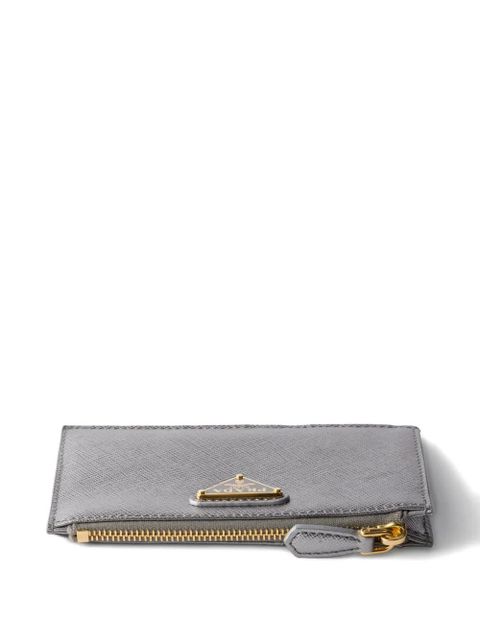 Prada triangle-logo zip-fastening leather card holder - Grey - zdjęcie produktu nr 2