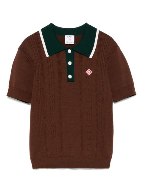 Casablanca cable-knit polo top - Brown - zdjęcie produktu nr 1