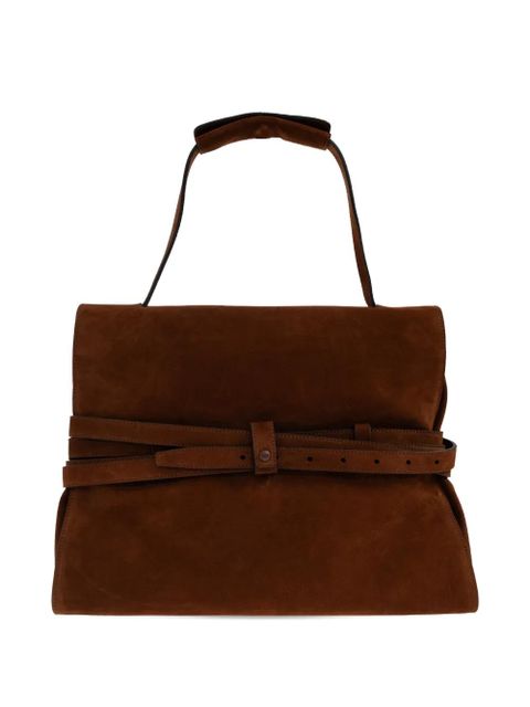 Moschino belted top-handle tote bag - Brown