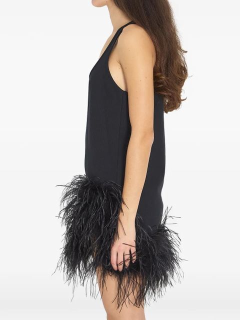 The Attico feathers asymmetric mini dress - Black