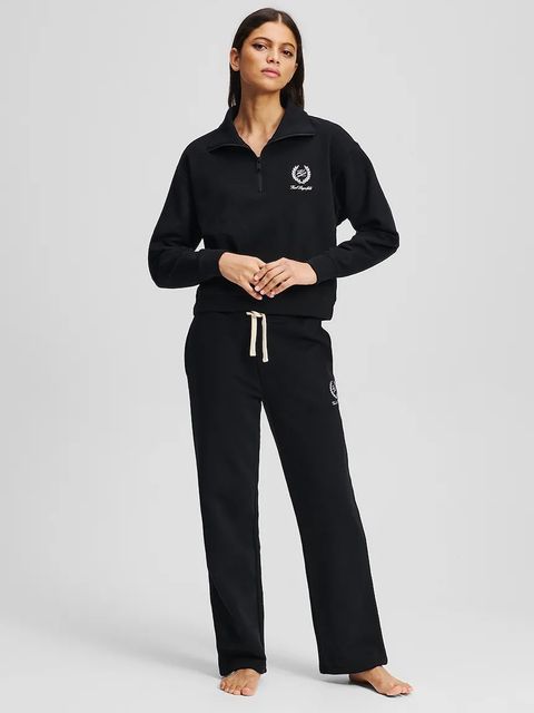 Karl Lagerfeld spodnie dresowe bawełniane HOTEL KARL damskie kolor czarny z aplikacją A3W44009
