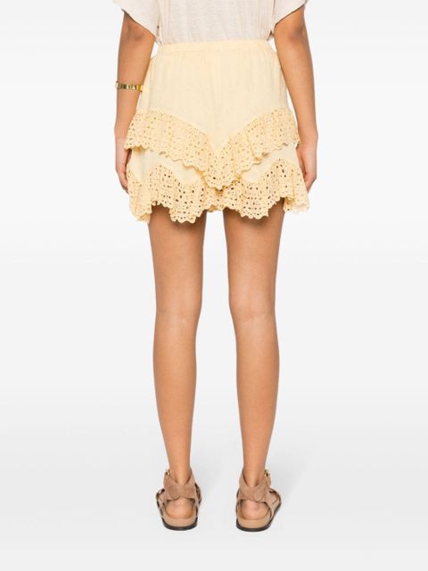 MARANT ÉTOILE Sukira broderie-anglaise shorts - Yellow