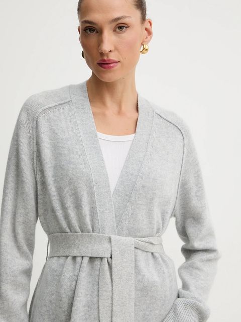 BOSS kardigan wełniany damski kolor szary 50550488