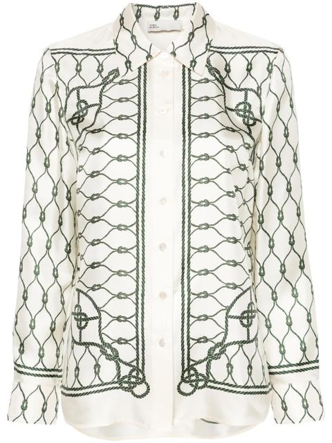 Tory Burch knot-print silk shirt - Neutrals - zdjęcie produktu nr 1