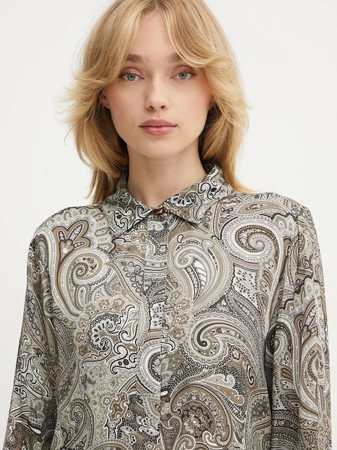 Marciano by Guess koszula MELISSA damska kolor brązowy regular z kołnierzykiem klasycznym 5GGH32 7298A