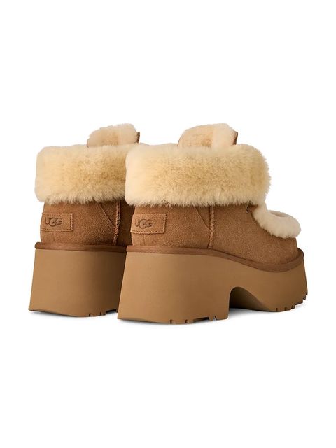 UGG botki zamszowe Esmee Lace Up kolor brązowy na słupku ocieplone 1171532.CHE
