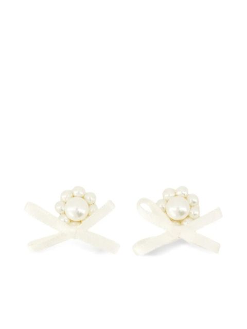 Simone Rocha pearl-embellished bow earrings - White - zdjęcie produktu nr 1