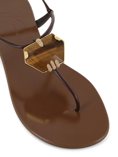 Giuseppe Zanotti gemstone detail leather sandals - Brown
