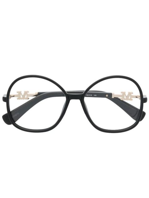 Max Mara Eyewear logo-lettering round-framed glasses - Black - zdjęcie produktu nr 1
