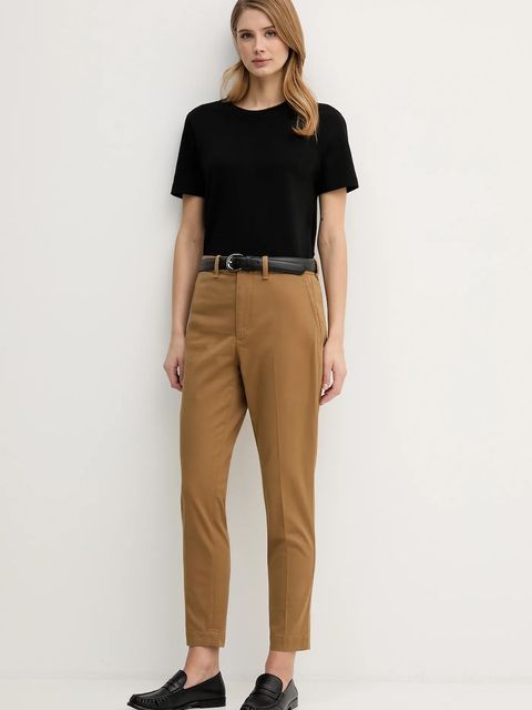 Polo Ralph Lauren spodnie damskie kolor brązowy szerokie high waist 211A96672 - zdjęcie produktu nr 2