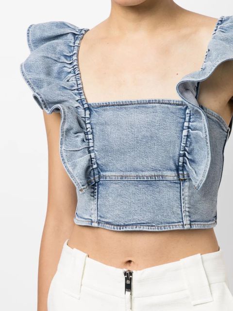 GANNI denim crop top - Blue