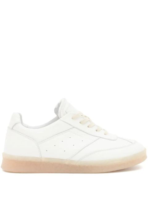 MM6 Maison Margiela stitch-logo leather sneakers - White - zdjęcie produktu nr 1