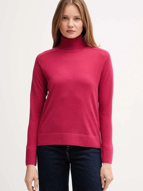 United Colors of Benetton sweter wełniany damski kolor różowy lekki z golfem 11AHD203Y - zdjęcie produktu nr 1