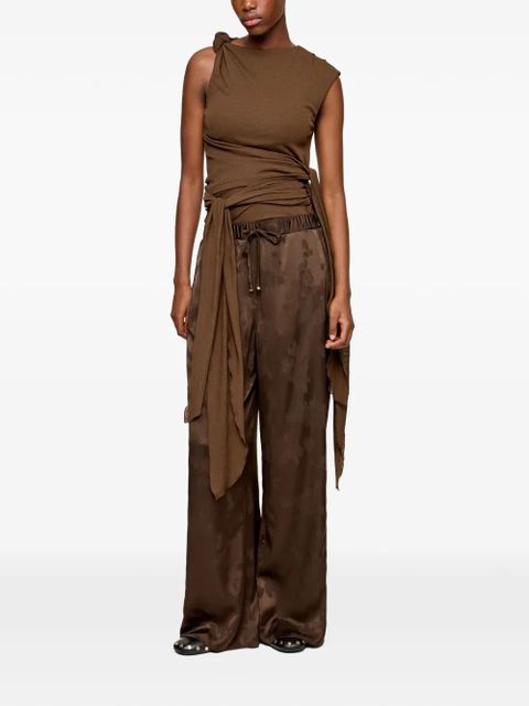 GANNI floral-jacquard drawstring-waist trousers - Brown - zdjęcie produktu nr 2