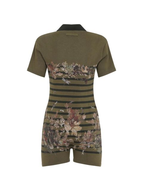 Jean Paul Gaultier floral-print striped playsuit - Green - zdjęcie produktu nr 2
