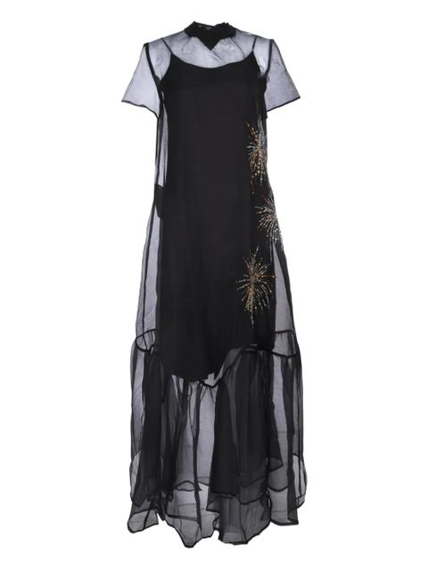 STAUD Calluna embellished-detail ruffled maxi dress - Black - zdjęcie produktu nr 1