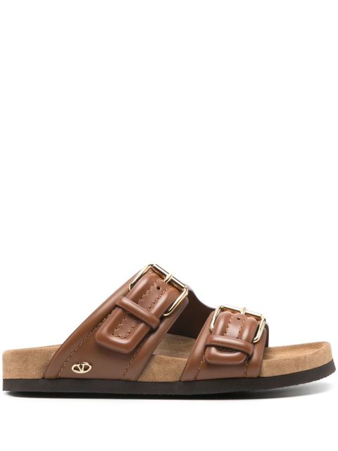 Valentino Garavani VLogo-logo leather sandals - Brown