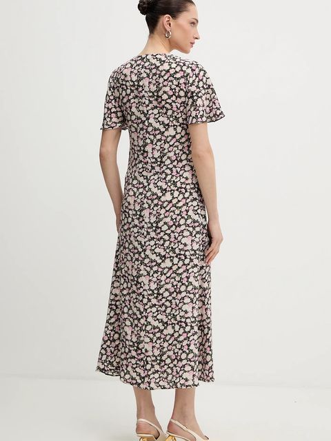 Weekend Max Mara sukienka jedwabna PAGINE kolor czarny maxi rozkloszowana 2615221081600