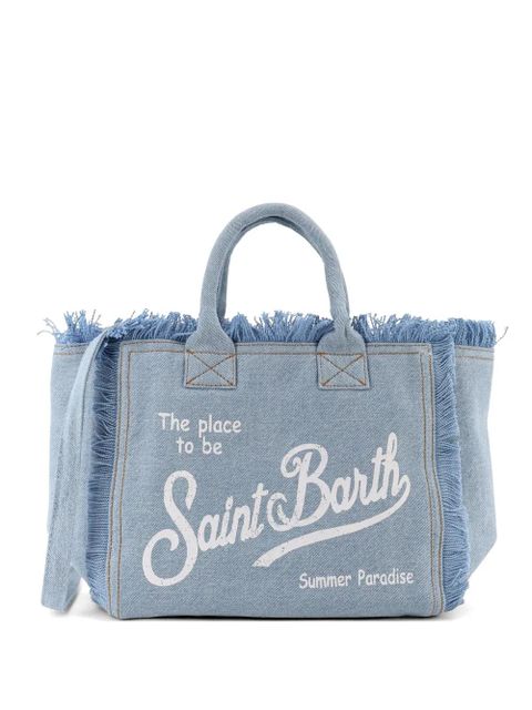 MC2 Saint Barth frayed logo-print tote bag - Blue - zdjęcie produktu nr 1