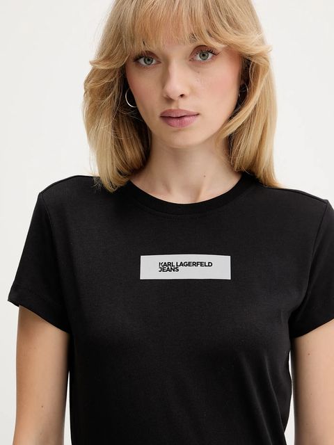 Karl Lagerfeld Jeans t-shirt bawełniany damski kolor czarny A4W17002
