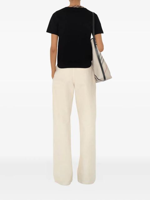 Burberry checked-trim T-shirt - Black