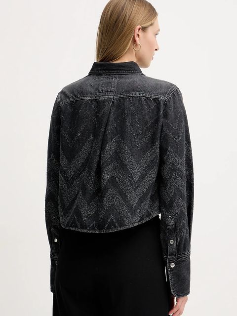 BOSS Orange koszula jeansowa damska kolor szary regular z kołnierzykiem klasycznym 50548445