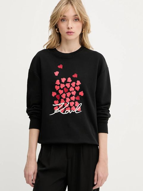 Karl Lagerfeld bluza bawełniana damska kolor czarny z nadrukiem A3W20006 - zdjęcie produktu nr 1