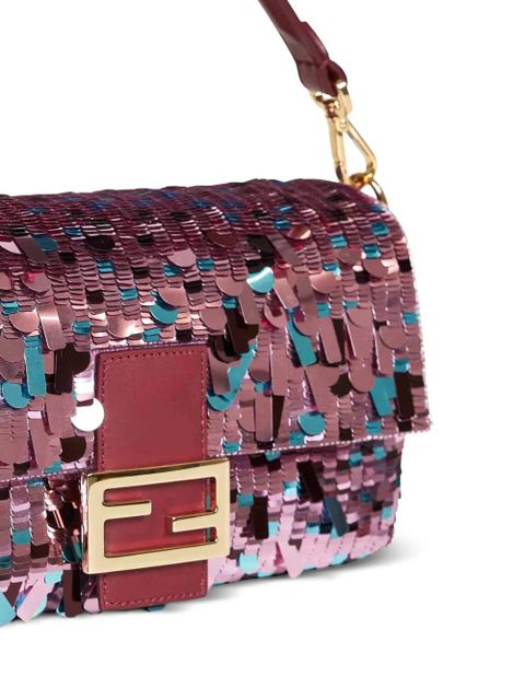FENDI Baguette sequin-embroidered shoulder bag - Pink