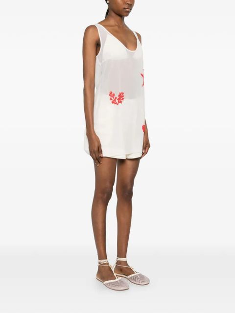 MC2 Saint Barth Raya bead-embellished semi-sheer mini dress - Neutrals