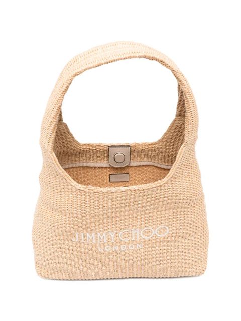 Jimmy Choo Beach Diamond logo-embroidered shoulder bag - Neutrals