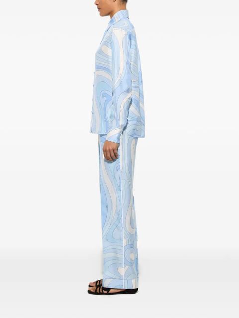 PUCCI Marmo-print silk pants - Blue