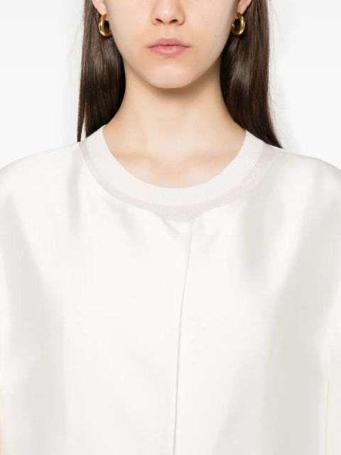 TOTEME collarless silk coat - Neutrals