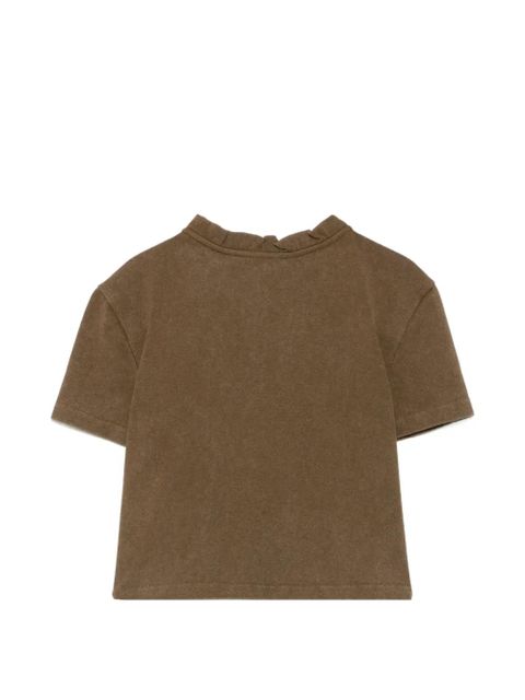 SHUSHU/TONG ruffled-trim logo-embroidered T-shirt - Green - zdjęcie produktu nr 2