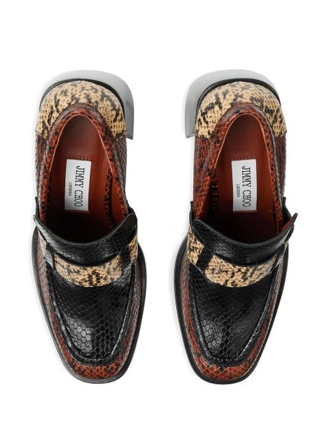 Jimmy Choo 80mm Tylor snakeskin-effect block-heel pumps - Brown