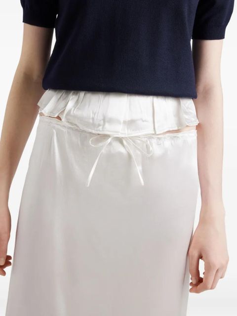 Prada embroidered satin midi skirt - White