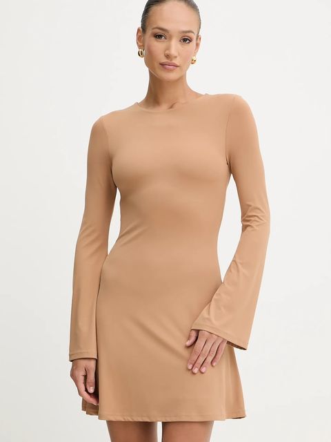 Silvian Heach sukienka KOGHO kolor beżowy mini rozkloszowana GPA25449VE - zdjęcie produktu nr 1