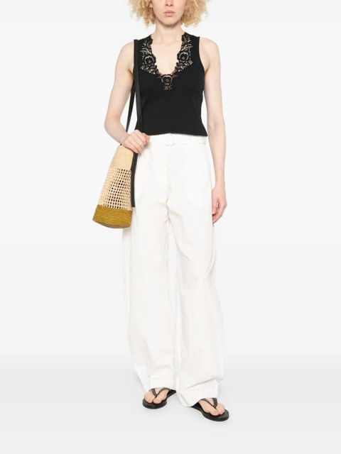 TWINSET lace-trim ribbed top - Black - zdjęcie produktu nr 2