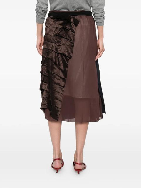 Prada faille patchwork midi skirt - Blue