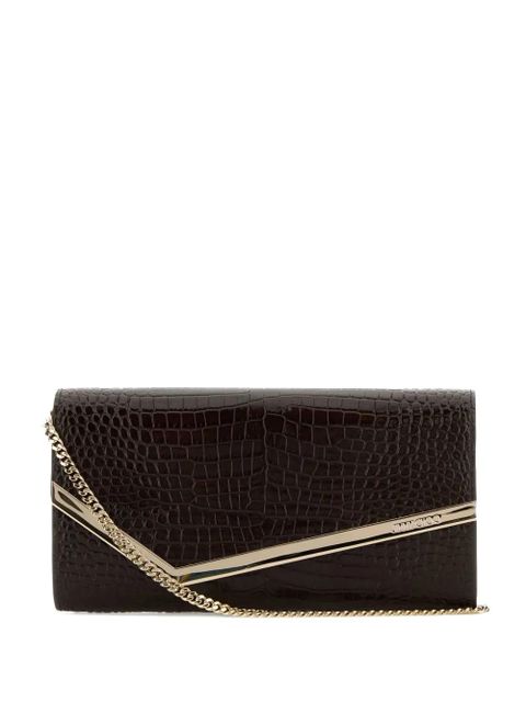 Jimmy Choo Emmie crocodile-effect chain clutch bag - Brown - zdjęcie produktu nr 1