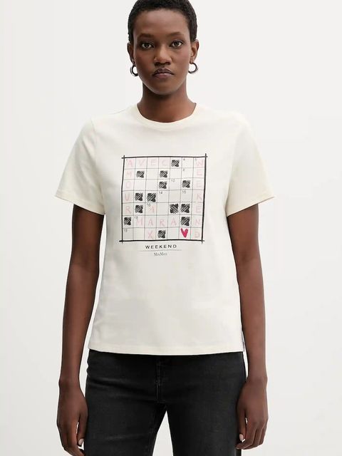 Weekend Max Mara t-shirt bawełniany CLOWN damski kolor beżowy 2525976012600