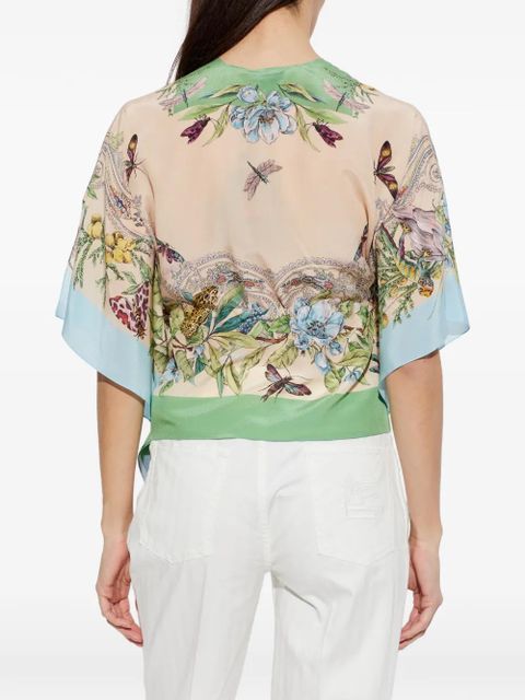 ETRO tie-front floral-print blouse - Neutrals