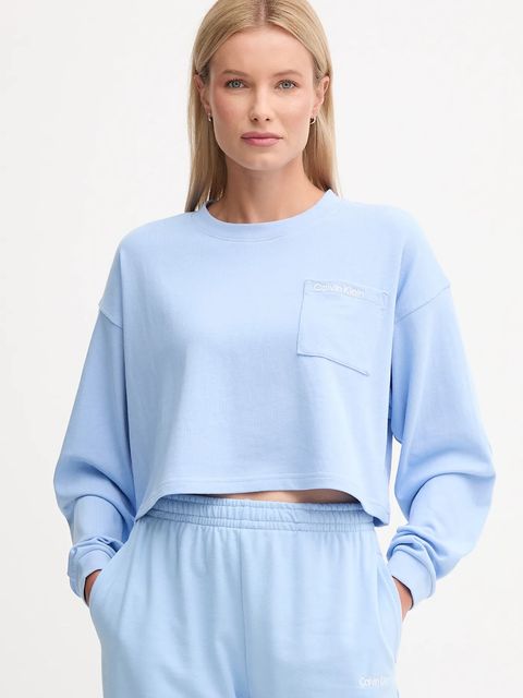 Calvin Klein Underwear bluza bawełniana damska kolor niebieski gładka LV00QS7516 - zdjęcie produktu nr 1
