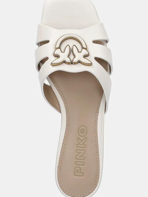 Pinko klapki skórzane Marli damskie kolor beżowy SD0313 P003 Z12