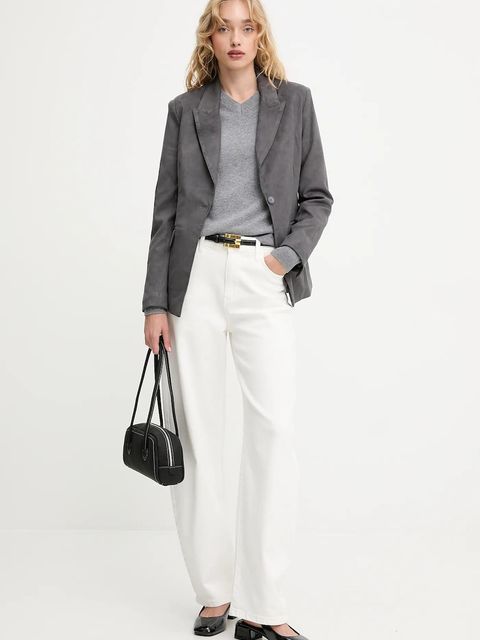 Answear.LAB marynarka kolor szary jednorzędowa gładka