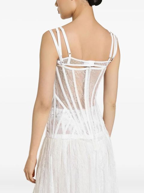 Dolce & Gabbana corset-detailing tulle midi dress - White