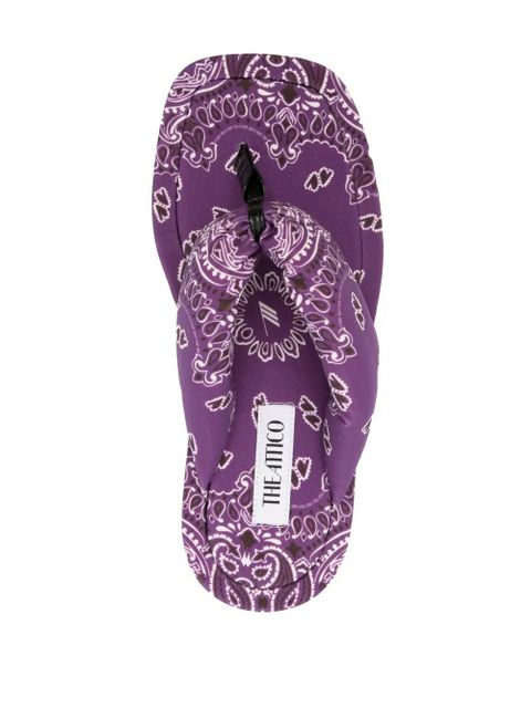 The Attico bandana-print flat slides - Purple - zdjęcie produktu nr 2