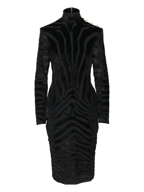 Balmain zebra-print midi dress - Black - zdjęcie produktu nr 1