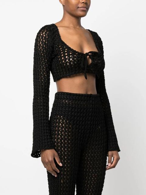 Moschino open-knit cropped top - Black
