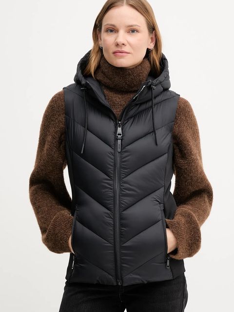 Dkny bezrękawnik kolor czarny przejściowy DLEMPW23